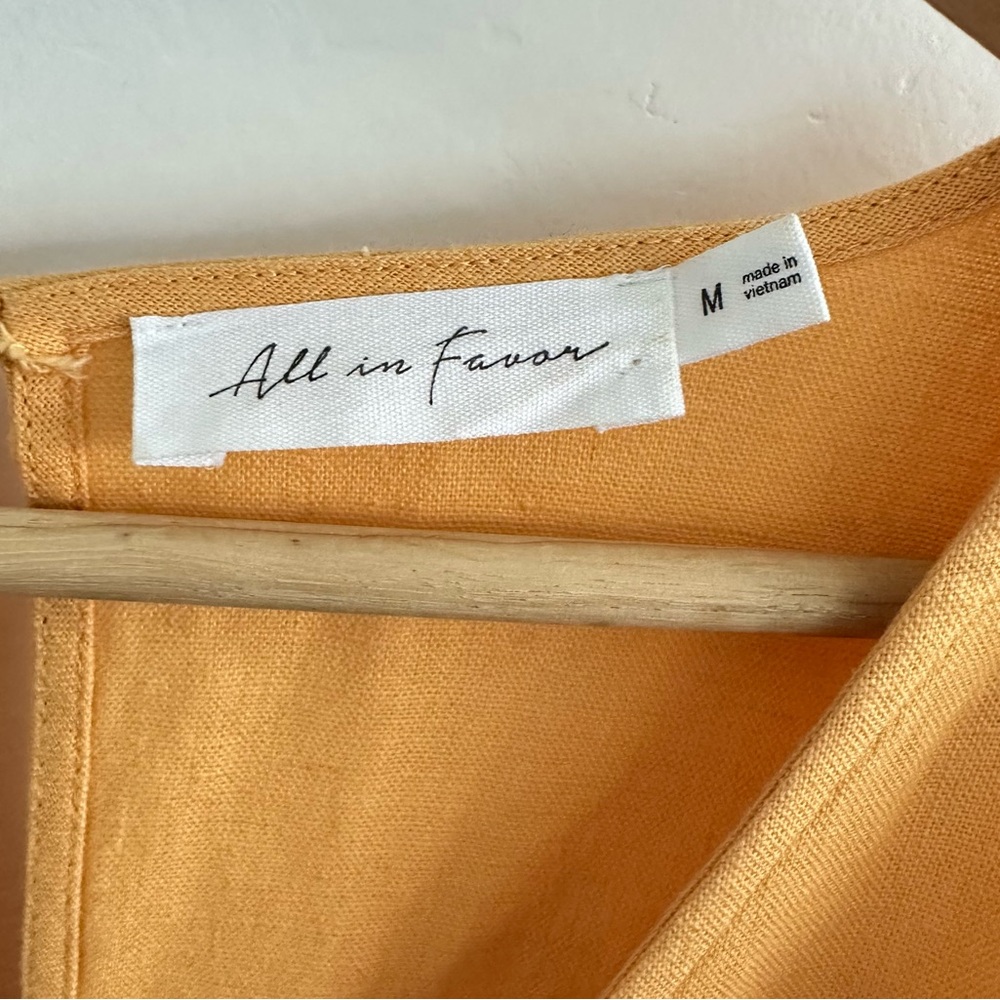 All In Favor (Nordstrom) Mustard Linen Blend Dress Size Medium - Picture 6 of 7